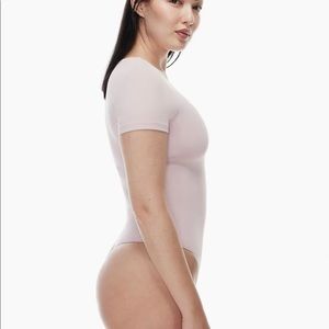 Aritzia Babaton Contour Crew Bodysuit in Poetic Pink